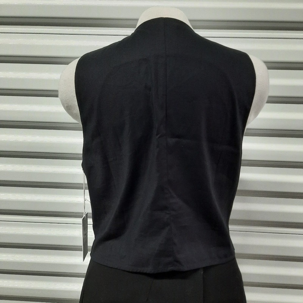 Reformation Devin Twill Vest Womens Size 10 Black Sleeveless Button Front Top - Picture 2 of 7